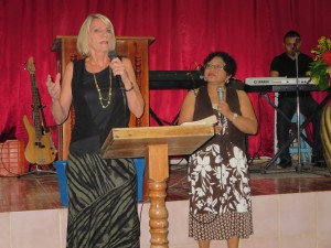 Pastor Kathleen speaking at the church service